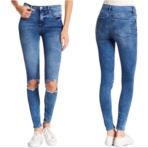 Free People High Rise Blue Jeans - Picture 1 of 14